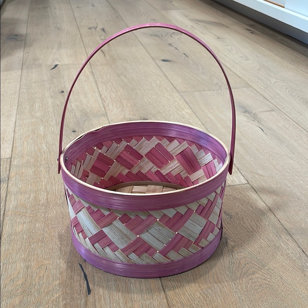 Holiday Home® Diamond Weave Easter Basket - Pink/Natural